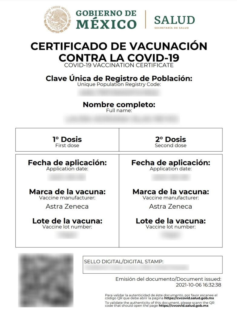 certificado de vacunacion covid 19