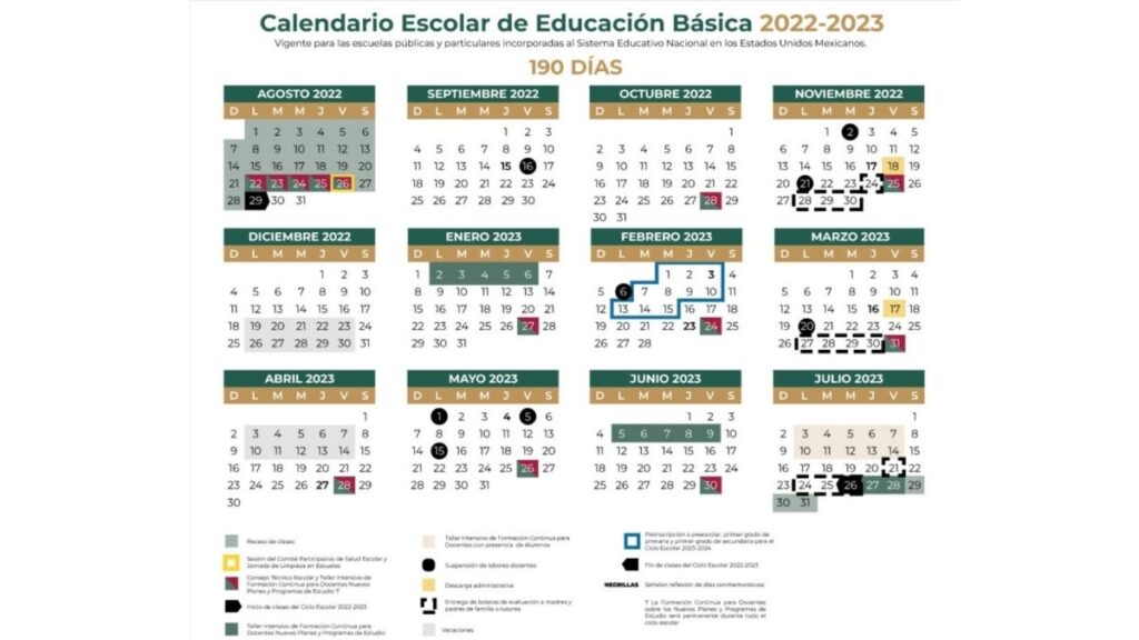 calendario escolar 2022 a 2023 sep dof