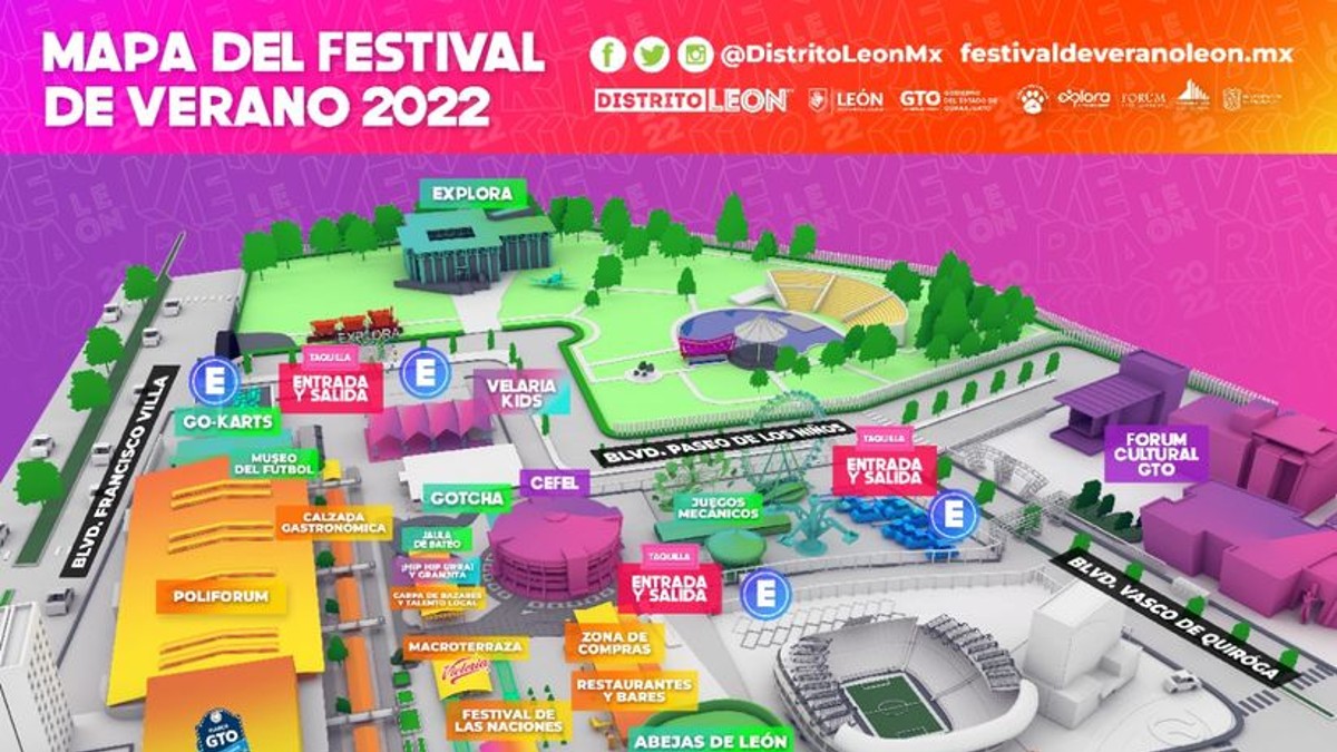 Mapa del Festival de Verano León 2022. Aquí lo puedes consultar